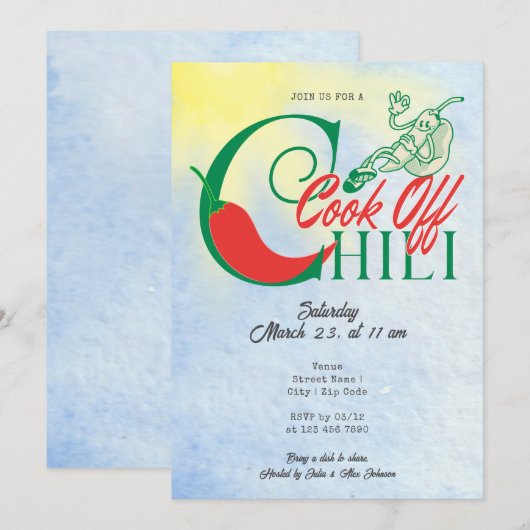 Grill en Chill Feest Chili Kook Wedstrijd Vrienden Kaart (Voorkant / Achterkant)