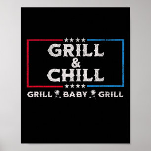 Grill en chill Grappige Sarcastische Verkiezing BB Poster