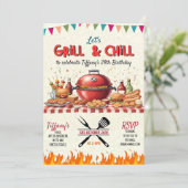 Grill en chill uitnodiging, bewerkbare BBQ verjaar Kaart (Staand voorkant)