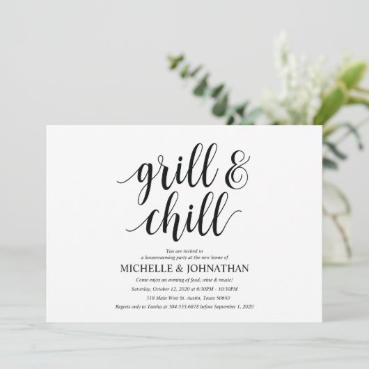 Grill en heuvel Housewarming party uitnodigingskaa Kaart (Staand voorkant)