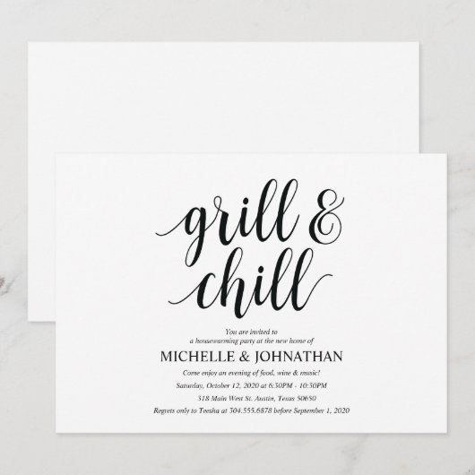 Grill en heuvel Housewarming party uitnodigingskaa Kaart (Voorkant / Achterkant)