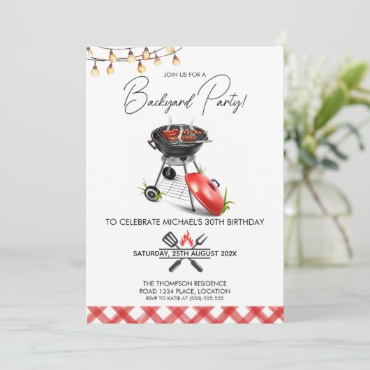 Grill Eten Achtertuin BBQ Verjaardag Kaart (Staand voorkant)