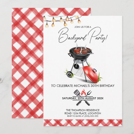 Grill Eten Achtertuin BBQ Verjaardag Kaart (Voorkant / Achterkant)