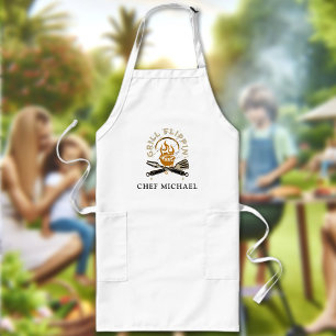Grill Flippin Chef Custom Name Text Gepersonalisee Lang Schort