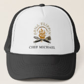Grill Flippin Chef Custom Name Text Gepersonalisee Trucker Pet (Voorkant)