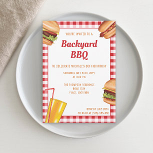 Grill Food Hamburger Hot Dog Backyard BBQ Verjaard Kaart