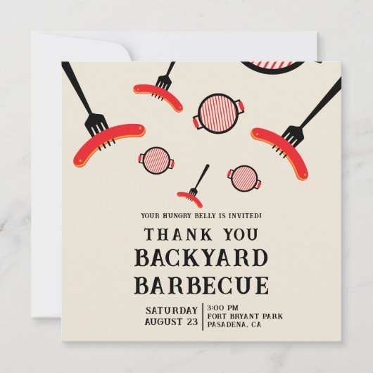Grill & Fork BBQ-feest bedankkaart (Voorkant)