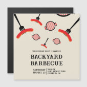 Grill & Fork BBQ-feest magnetische uitnodiging (Voorkant / Achterkant)