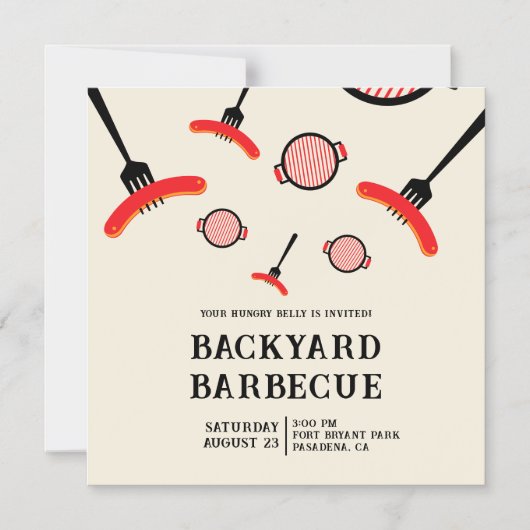 Grill & Fork BBQ-feest magnetische uitnodiging (Voorkant)
