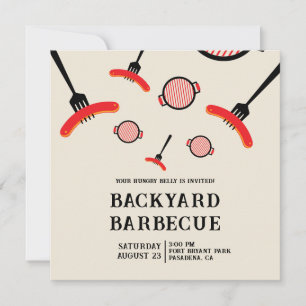 Grill & Fork BBQ-feestuitnodiging Kaart