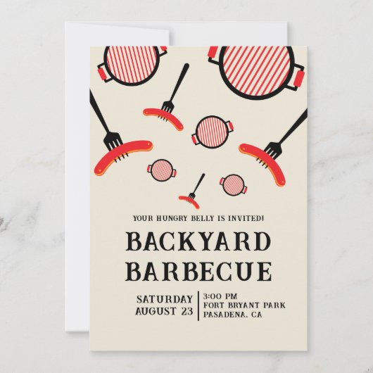 Grill & Fork BBQ-feestuitnodiging Kaart (Voorkant)