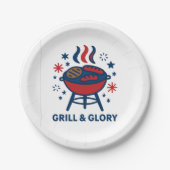 Grill & Glory 4th of July BBQ Papier Bord – Rood W (Voorkant)