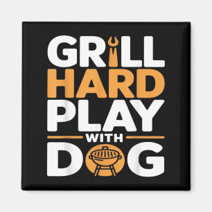 Grill Hard Speel Met Hond Achtertuin Bbq Liefhebbe Magneet