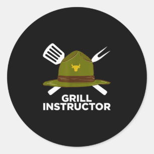 Grill instructeur grappige bbq pitmaster grillende ronde sticker