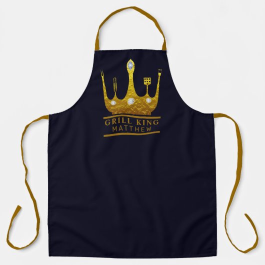 Grill King BBQ Crown Maak je eigen Mannen navy Schort (Voorkant)