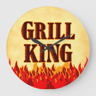 Grill King BBQ Flames Wall Clock Grote Klok