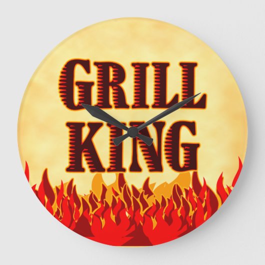 Grill King BBQ Flames Wall Clock Grote Klok (Voorkant)