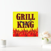 Grill King BBQ Flames Wall Clock Vierkante Klok (Huis)