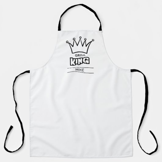 Grill King, grappige custom monogrammed BBQ kroon Schort (Voorkant)