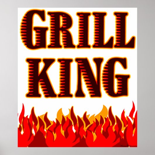 Grill King Red Flames BBQ Gezegde Print (Voorkant)