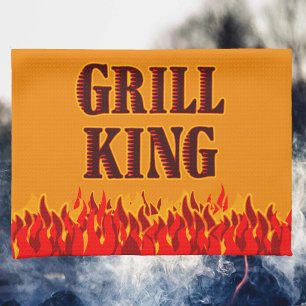 Grill King Rode Vlammen op Donkergele Keukenhanddo Theedoek