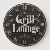 Grill Lounge Rustic BBQ Man Cave Grill Master Gift Grote Klok (Voorkant)