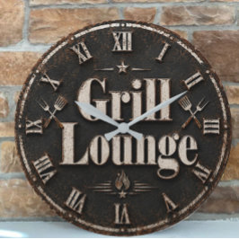 Grill Lounge Rustic BBQ Man Cave Grill Master Gift Grote Klok