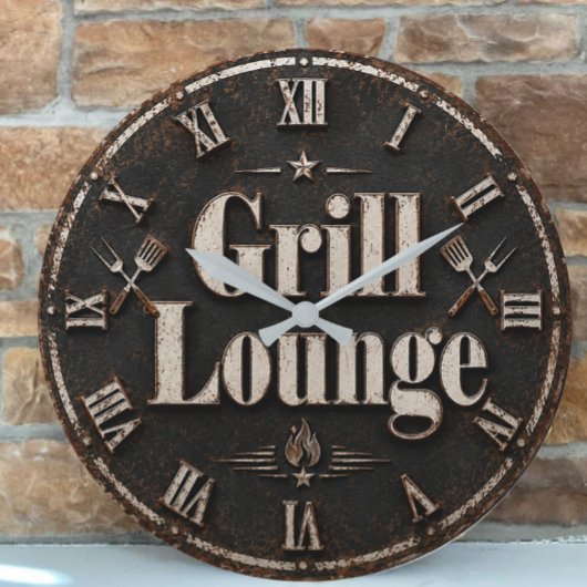 Grill Lounge Rustic BBQ Man Cave Grill Master Gift Grote Klok