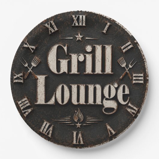 Grill Lounge Rustic BBQ Man Cave Grill Master Gift Papieren Bordje (Voorkant)