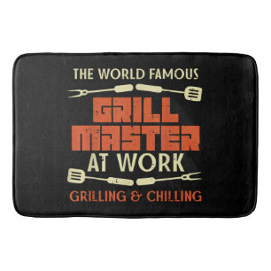 Grill Master at Work Grilling Chilling Funny Bbq Badmat