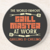 Grill Master at Work Grilling Chilling Funny Bbq Zandsteen Onderzetter (Voorkant)