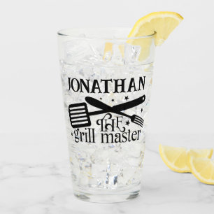 Grill Master BBQ Chef Kook Cadeau voor Hem Naam Glas