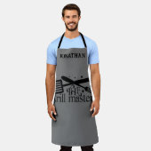 Grill Master BBQ Chef Kook Cadeau voor Hem Naam Schort (Gedragen)