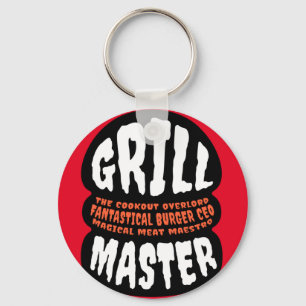 Grill Master BBQ Dad Quote Burger Grilling Cookout Sleutelhanger