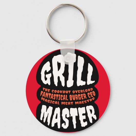 Grill Master BBQ Dad Quote Burger Grilling Cookout Sleutelhanger (Voorkant)