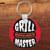 Grill Master BBQ Dad Quote Burger Grilling Cookout Sleutelhanger (Voorkant)