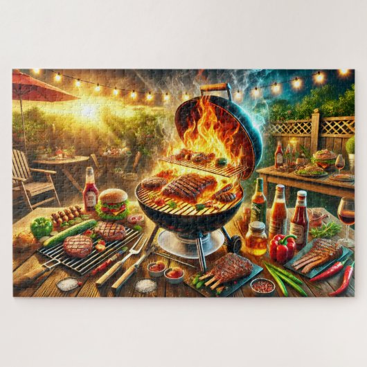 Grill Master BBQ Grappig Vaderdag Barbecue Cadeau Legpuzzel (Horizontaal)