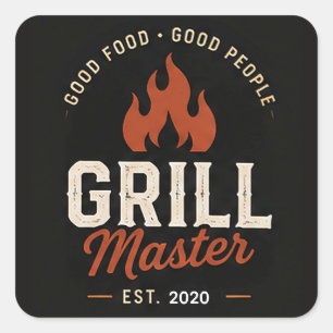🔥 Grill Master BBQ Restaurant Keuken Personeel Lo Vierkante Sticker