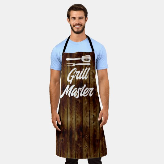 Grill Master BBQ Rustic Wood Chef Schort (Gedragen)