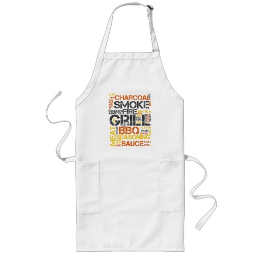 Grill Master BBQ-typografie Lang Schort (Voorkant)