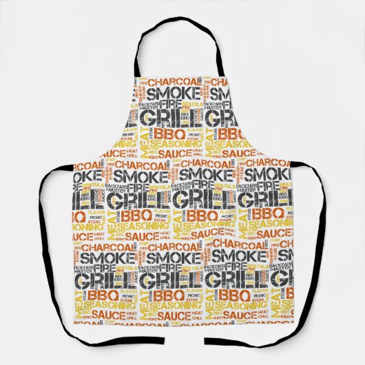 Grill Master BBQ-typografie Schort (Voorkant)