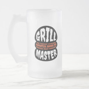 Grill Master BBQ Vader Citaat Burger Grillen Glas Matglas Bierpul