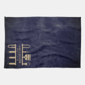 Grill master classic navy leder BBQ tools name Theedoek (Horizontaal)