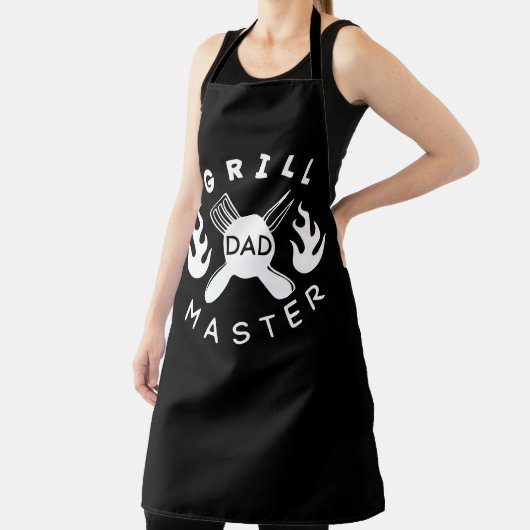 Grill Master Dad Black and White Lettering Schort (Insitu)