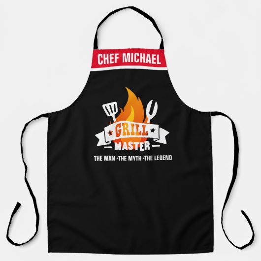 Grill Master De Man Mythe Legende BBQ Schort (Voorkant)