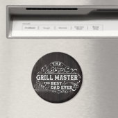 Grill Master en Best Dad Ever Fathers Day Zwart Magneet (Insitu (Vaatwasser))