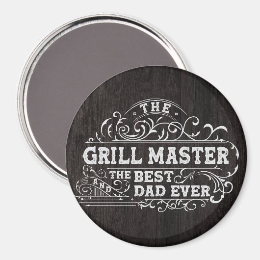 Grill Master en Best Dad Ever Fathers Day Zwart Magneet (Voorkant / Achterkant)