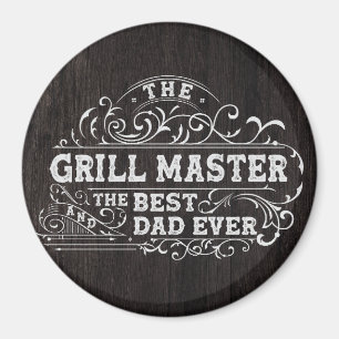 Grill Master en Best Dad Ever Fathers Day Zwart Magneet