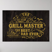 Grill Master en Best Dad Ever Fathers Day Zwart Poster (Voorkant)