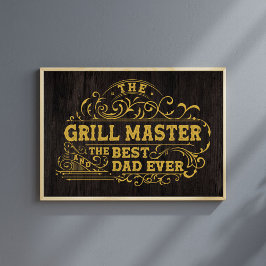 Grill Master en Best Dad Ever Fathers Day Zwart Poster